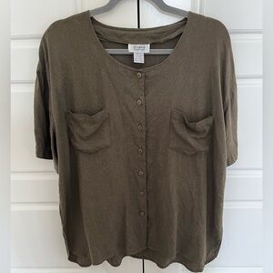 100% silk button down top